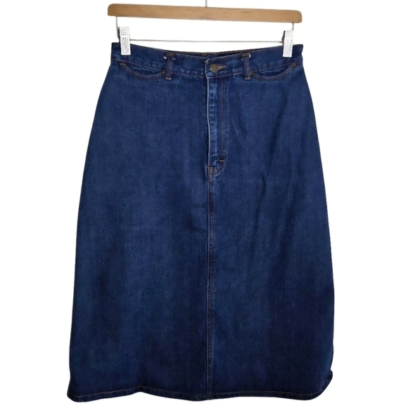 Vintage Pentimento Brittania Denim Midi Skirt Back Pocket Embellishment Size 11 - Picture 2 of 9